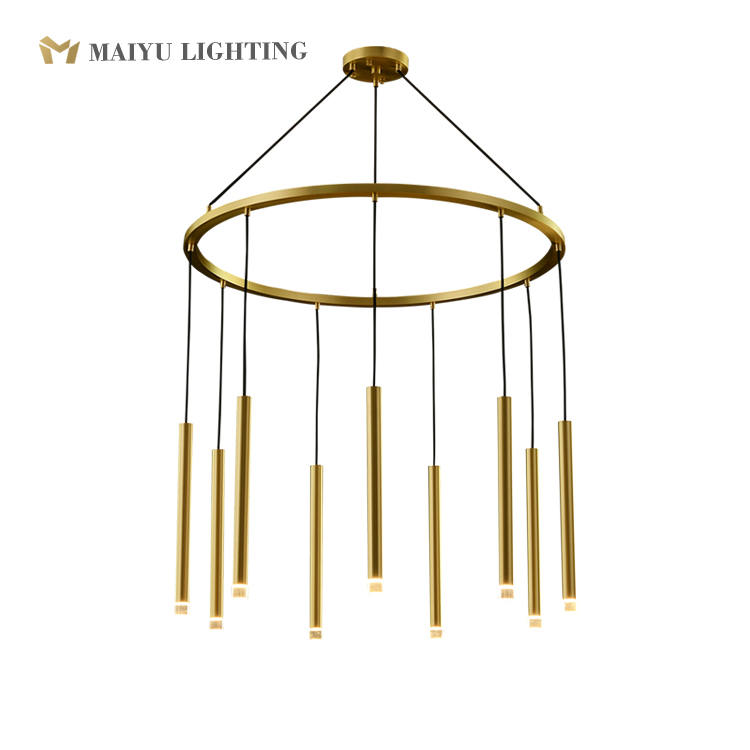 Brass rod chandelier